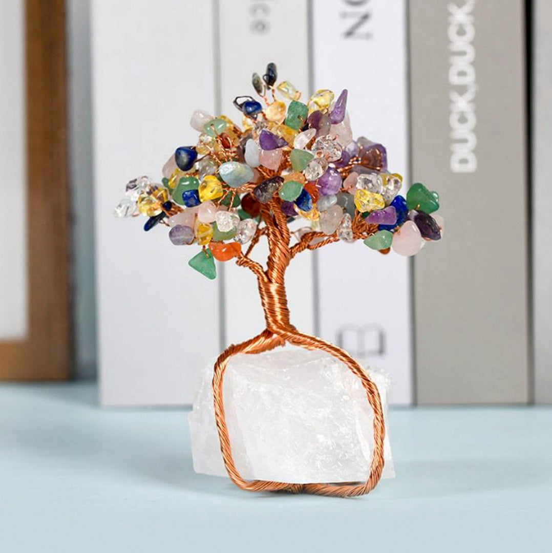 Crystal rough base silk winding craft crystal tree ornaments