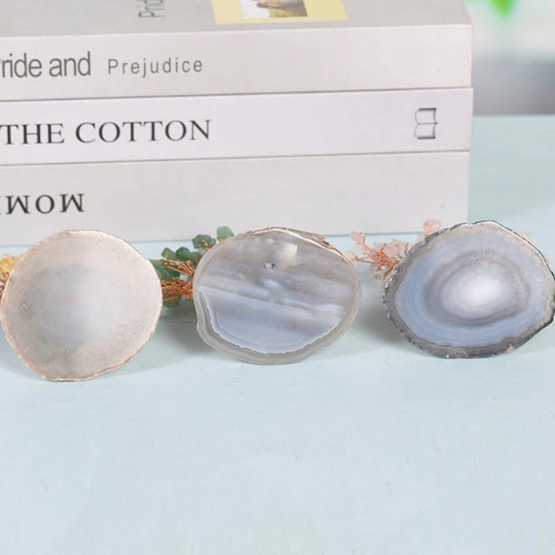 Curved cypress pine agate base crystal tree ornament