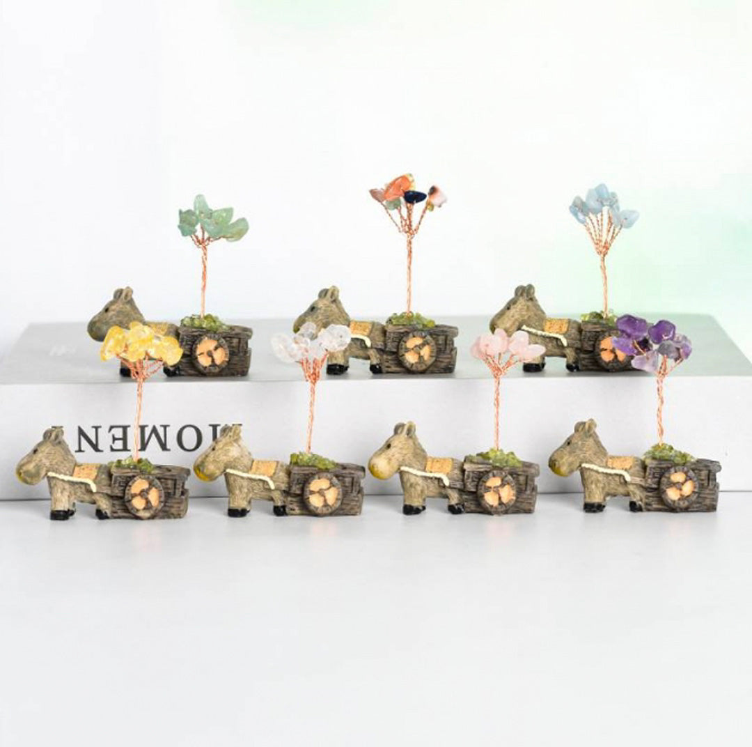 Little donkey cart crystal tree ornament
