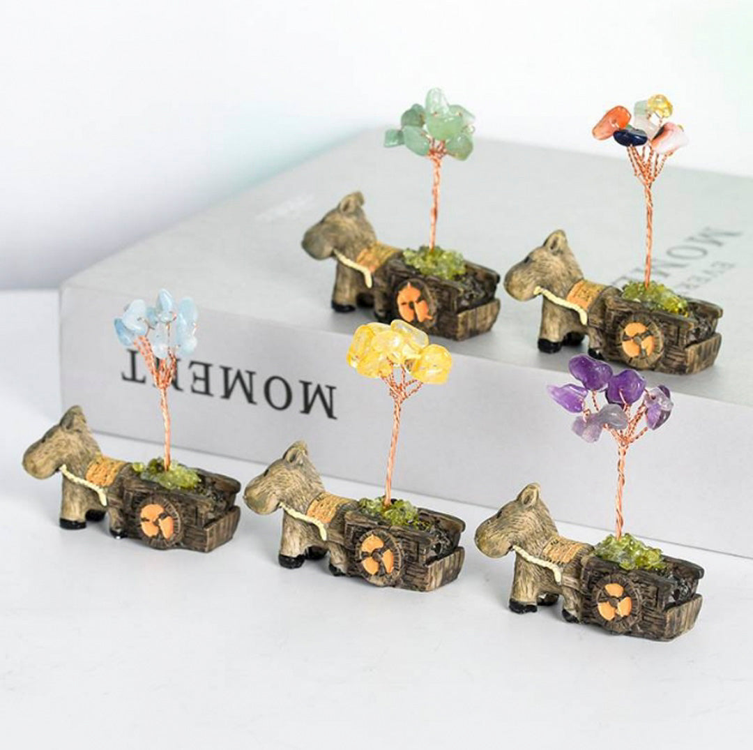 Little donkey cart crystal tree ornament