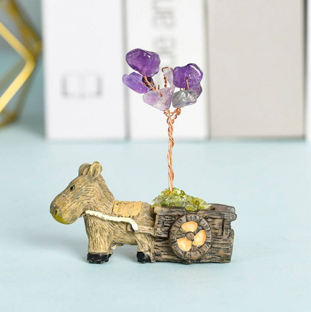 Little donkey cart crystal tree ornament