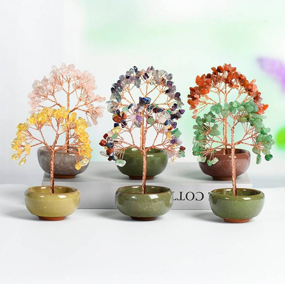 Colorful small bowl shaped crystal tree ornaments