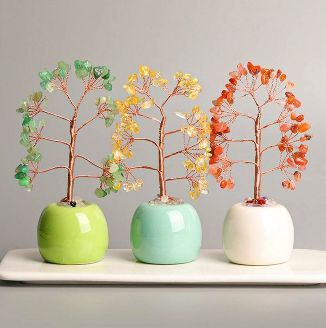 Jar-shaped crystal tree ornaments