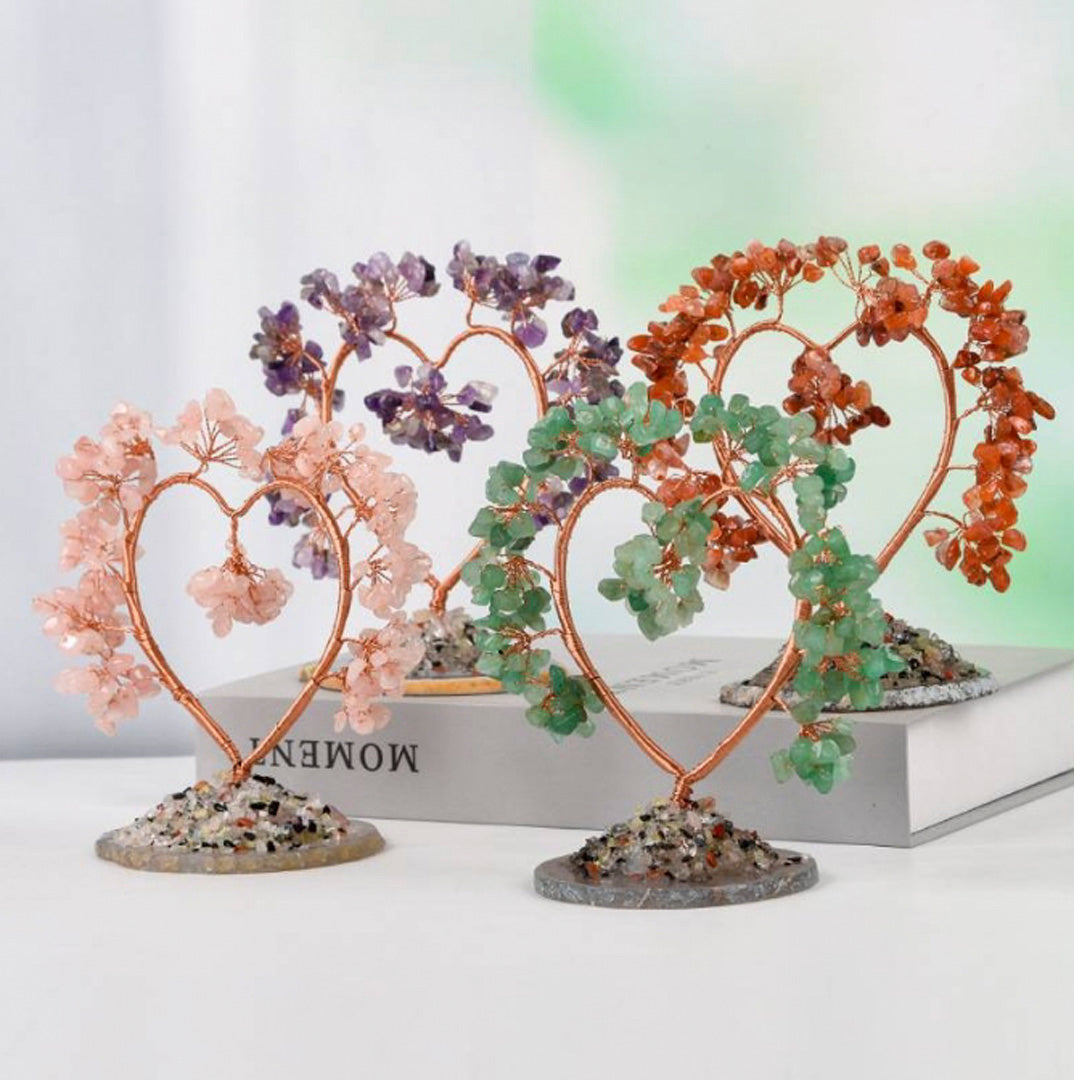 Love agate base crystal tree ornament