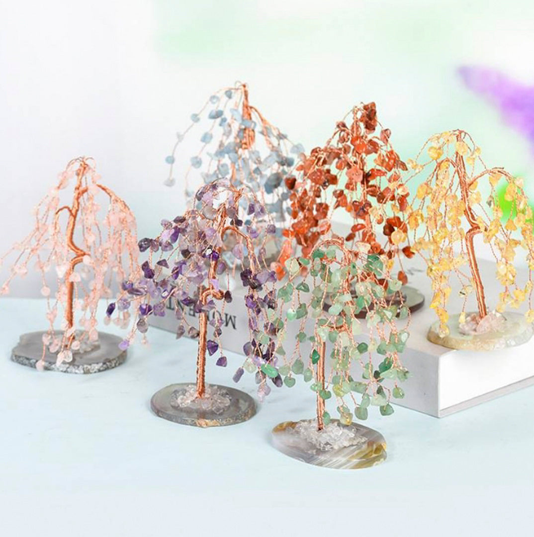 Agate base willow crystal tree ornament