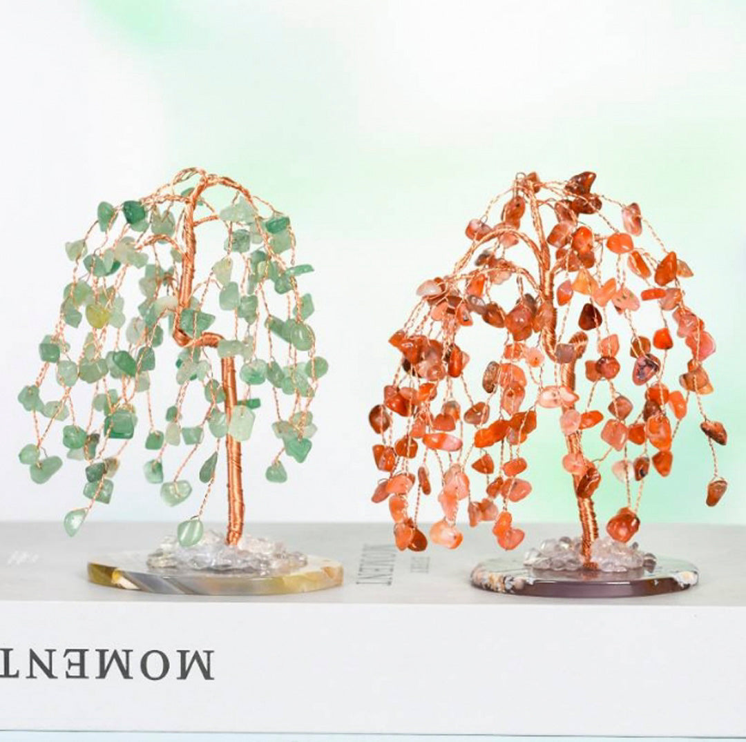 Agate base willow crystal tree ornament