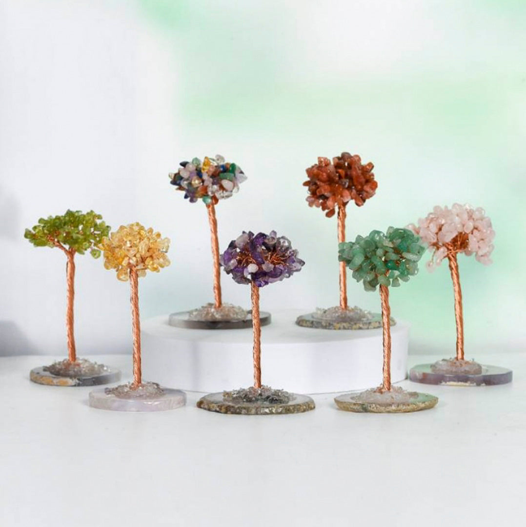 Agate piece base crystal tree ornament
