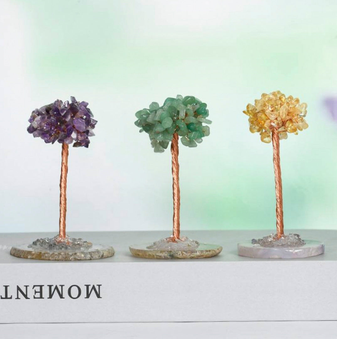 Agate piece base crystal tree ornament