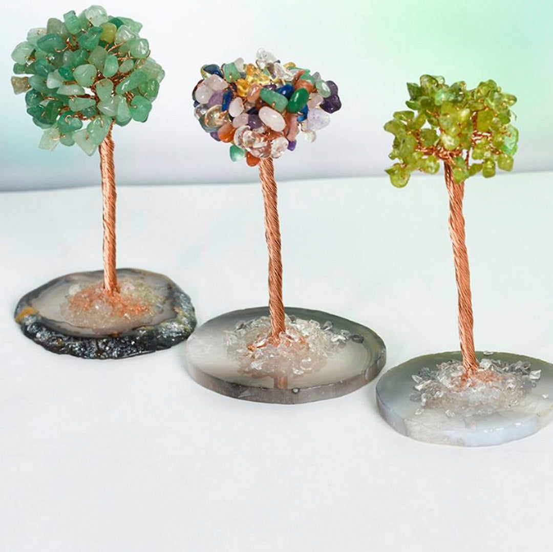 Agate piece base crystal tree ornament