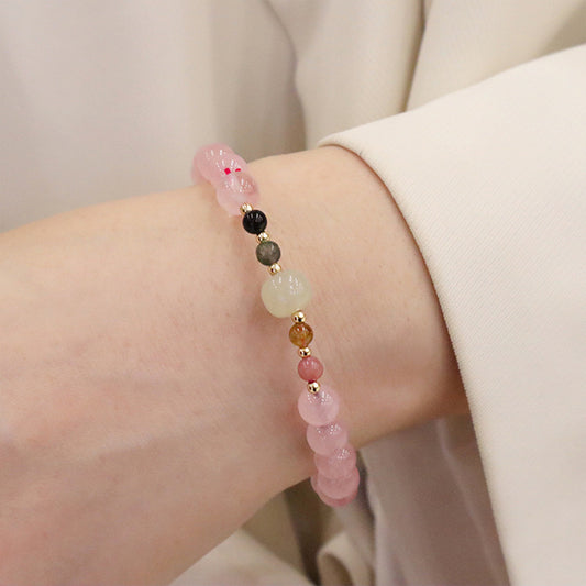 Natural pink crystal bracelet