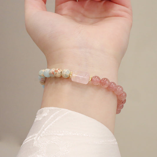 Natural strawberry crystal bracelet