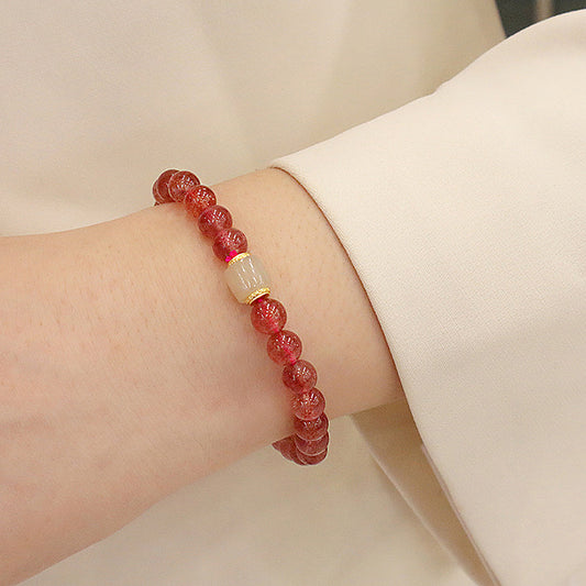 Natural strawberry crystal bracelet