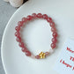Pink crystal strawberry crystal bracelet