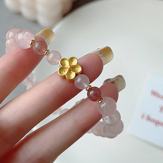 Pink crystal strawberry crystal bracelet