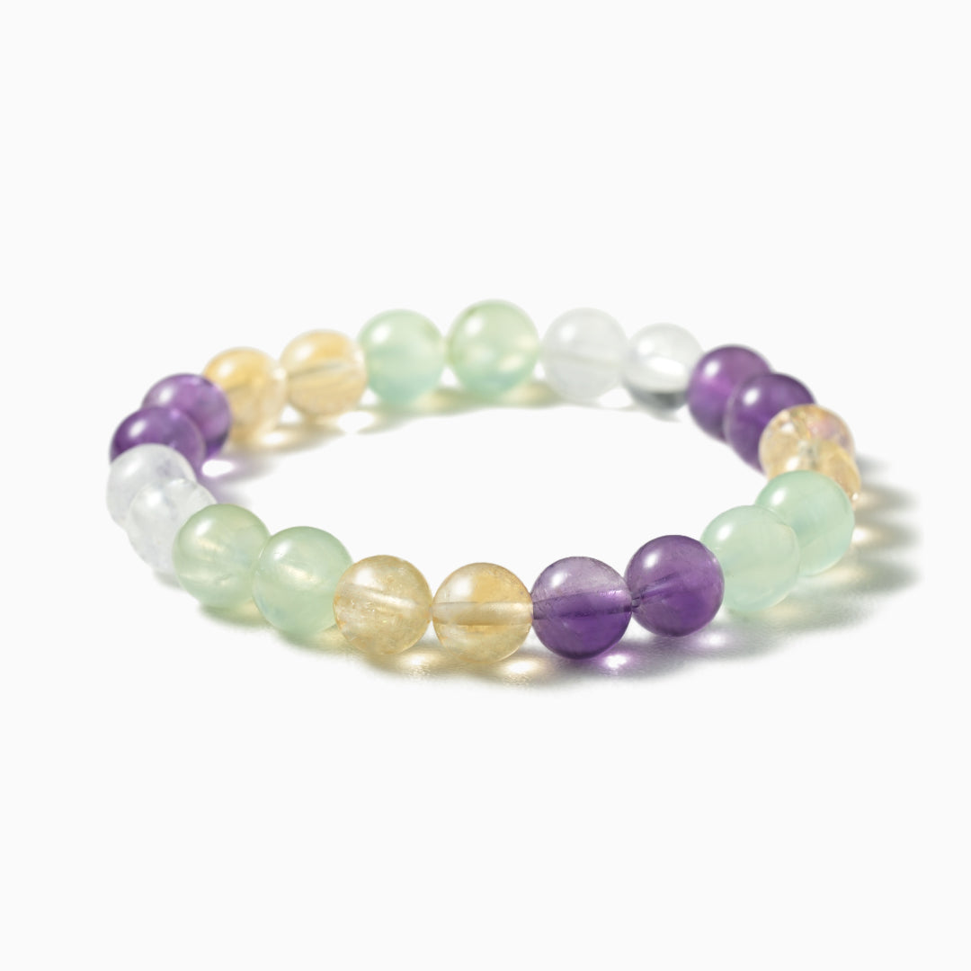 White Phantom Quartz and Grape Agate Charm Bracelet