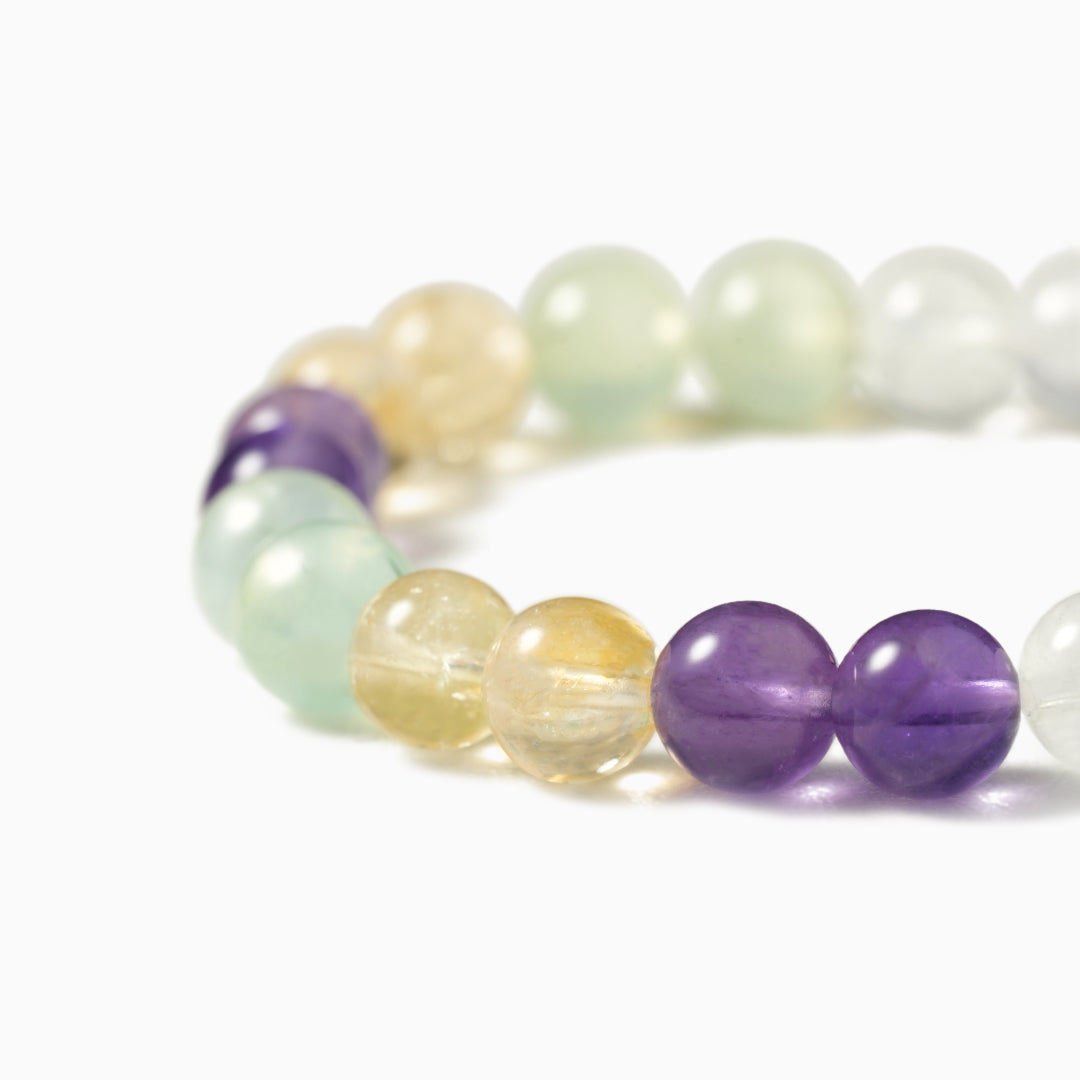 White Phantom Quartz and Grape Agate Charm Bracelet