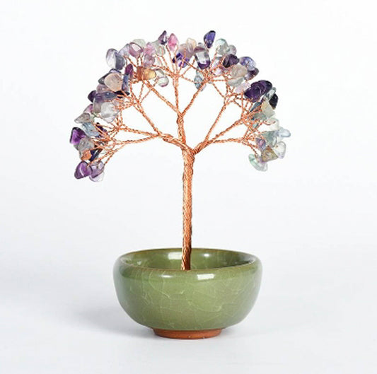 Colorful small bowl shaped crystal tree ornaments