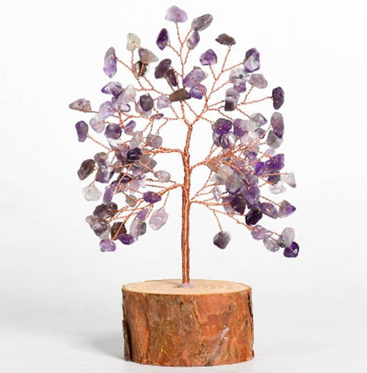 Solid wood base crystal tree ornaments
