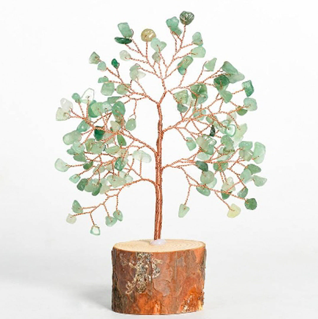 Solid wood base crystal tree ornaments
