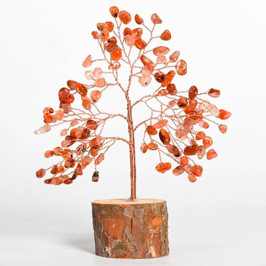 Solid wood base crystal tree ornaments