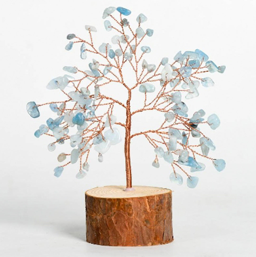 Solid wood base crystal tree ornaments
