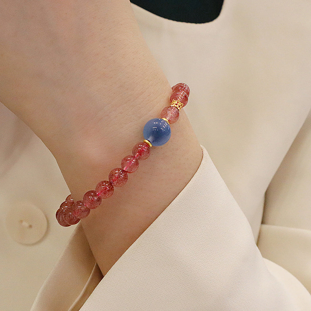 Natural strawberry crystal bracelet