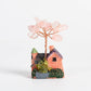 Cottage-shaped crystal tree ornaments