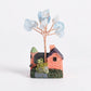 Cottage-shaped crystal tree ornaments