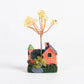 Cottage-shaped crystal tree ornaments