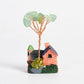 Cottage-shaped crystal tree ornaments