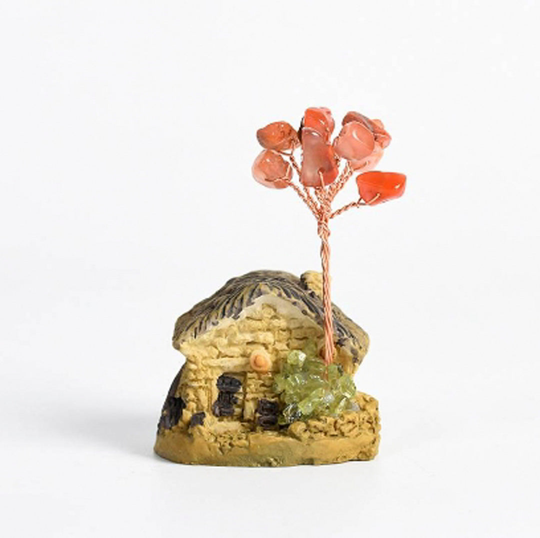 Cottage-shaped crystal tree ornaments
