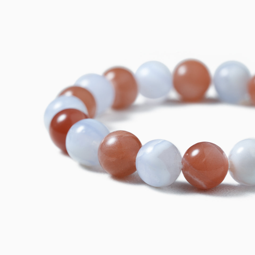 Sunstone and Rose Quartz Crystal Beaded Bracelet