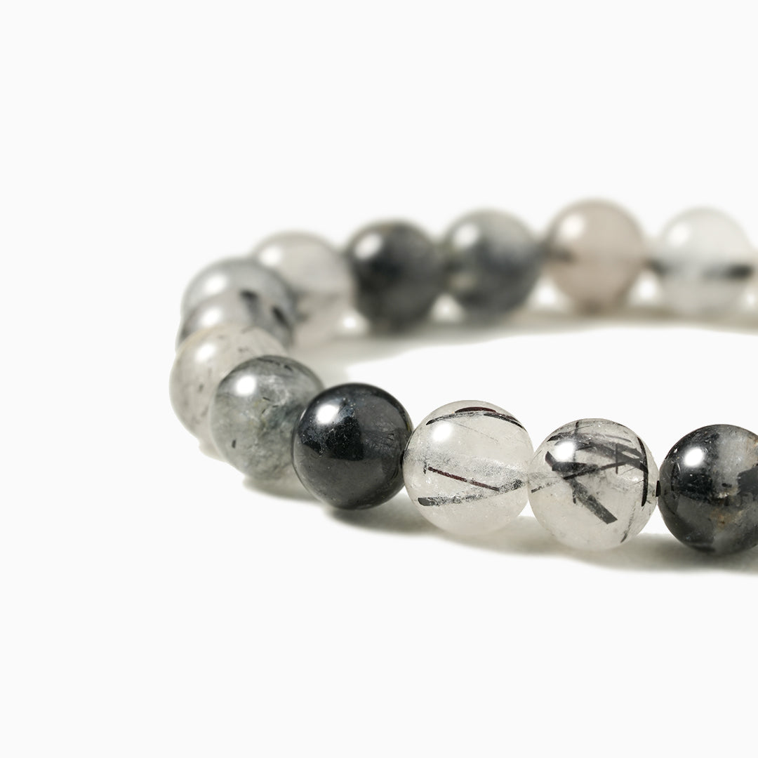 Elegant Obsidian and Black Rutile Serenity Bracelet