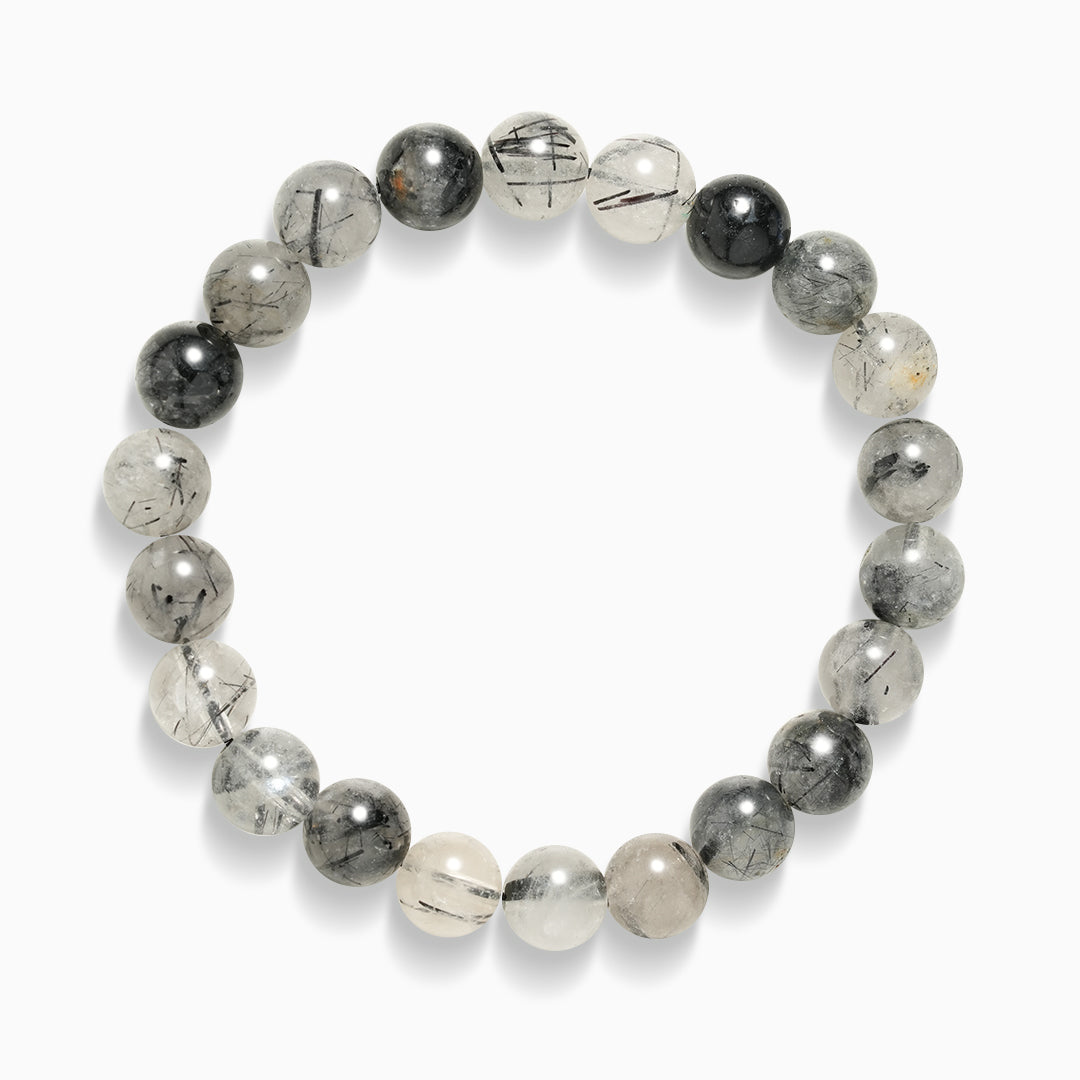 Elegant Obsidian and Black Rutile Serenity Bracelet