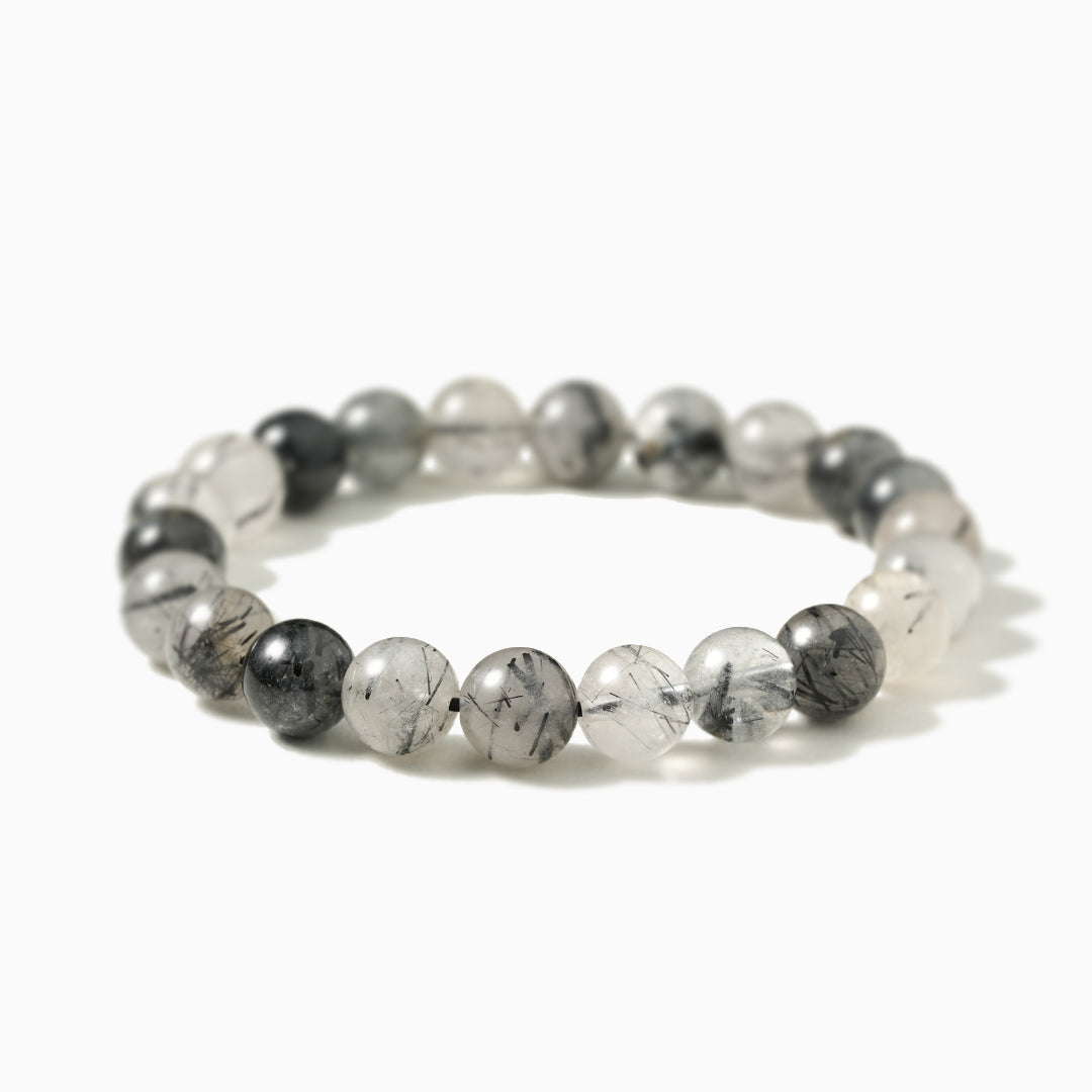 Elegant Obsidian and Black Rutile Serenity Bracelet