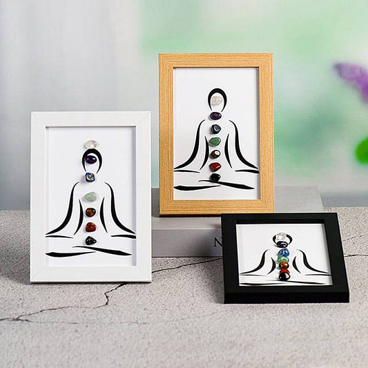 Seven Chakra Crystals Decorate The Picture Frame