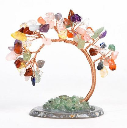Curved cypress pine agate base crystal tree ornament