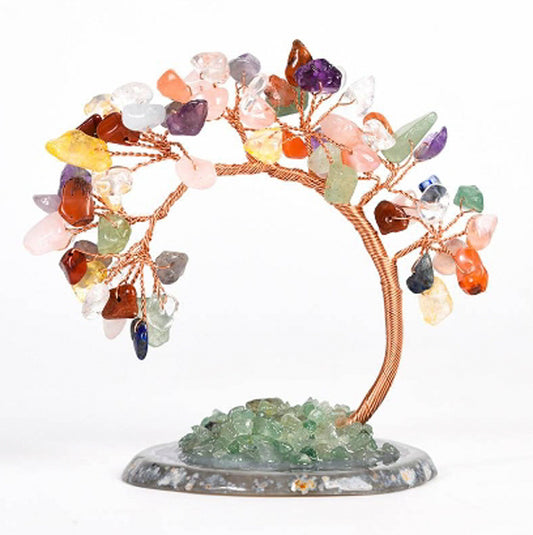 Curved cypress pine agate base crystal tree ornament