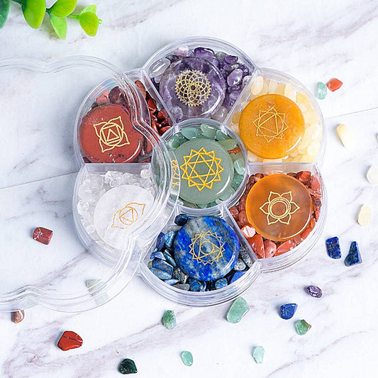 Round Seven Chakras Colorful Gravel Set