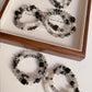 Double-Loop Obsidian Labradorite Bracelet