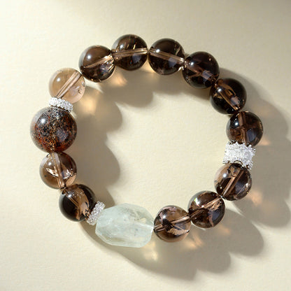 Smoky Azeztulite Black-Gold Super Seven Crystal Bracelet
