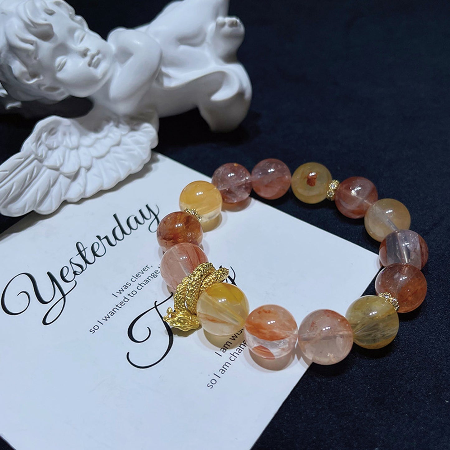 Natural Flower Agate Crystal Bracelet