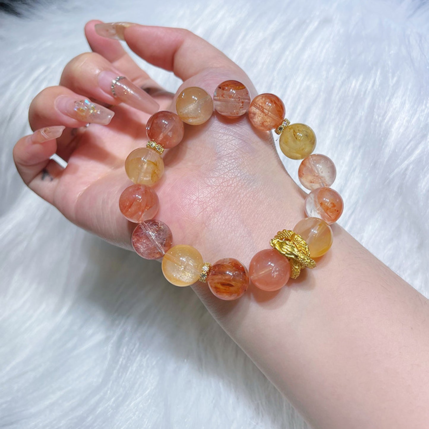 Natural Flower Agate Crystal Bracelet