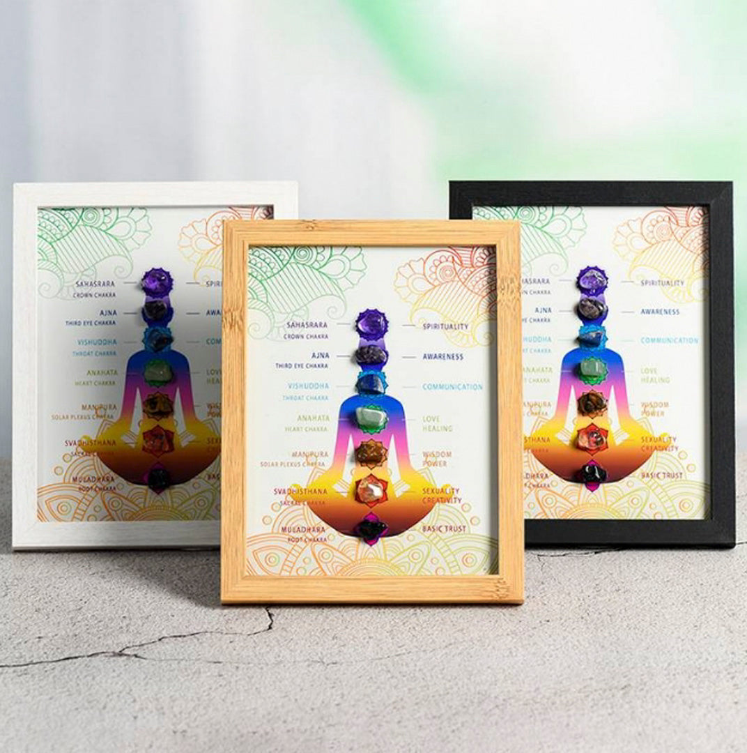 Seven Chakra Crystals Decorate The Picture Frame