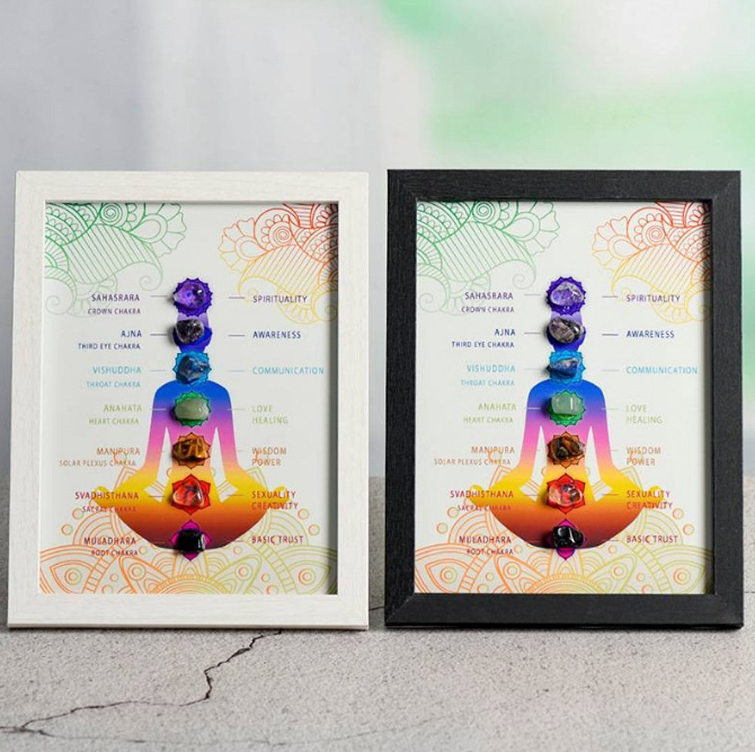 Seven Chakra Crystals Decorate The Picture Frame