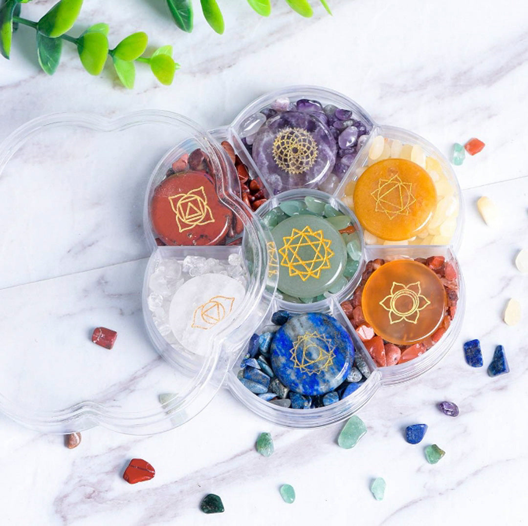 Round Seven Chakras Colorful Gravel Set