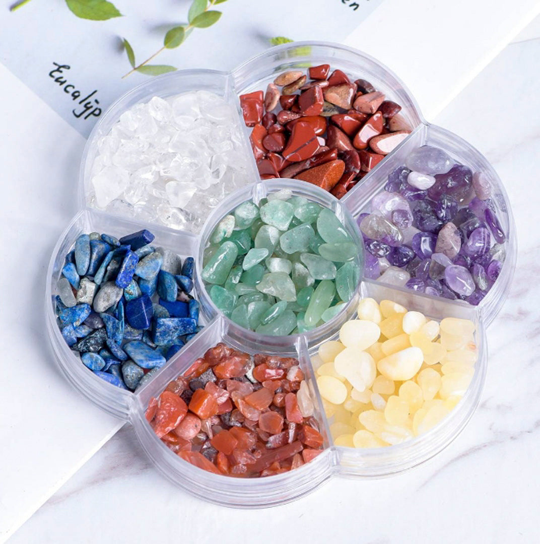 Round Seven Chakras Colorful Gravel Set