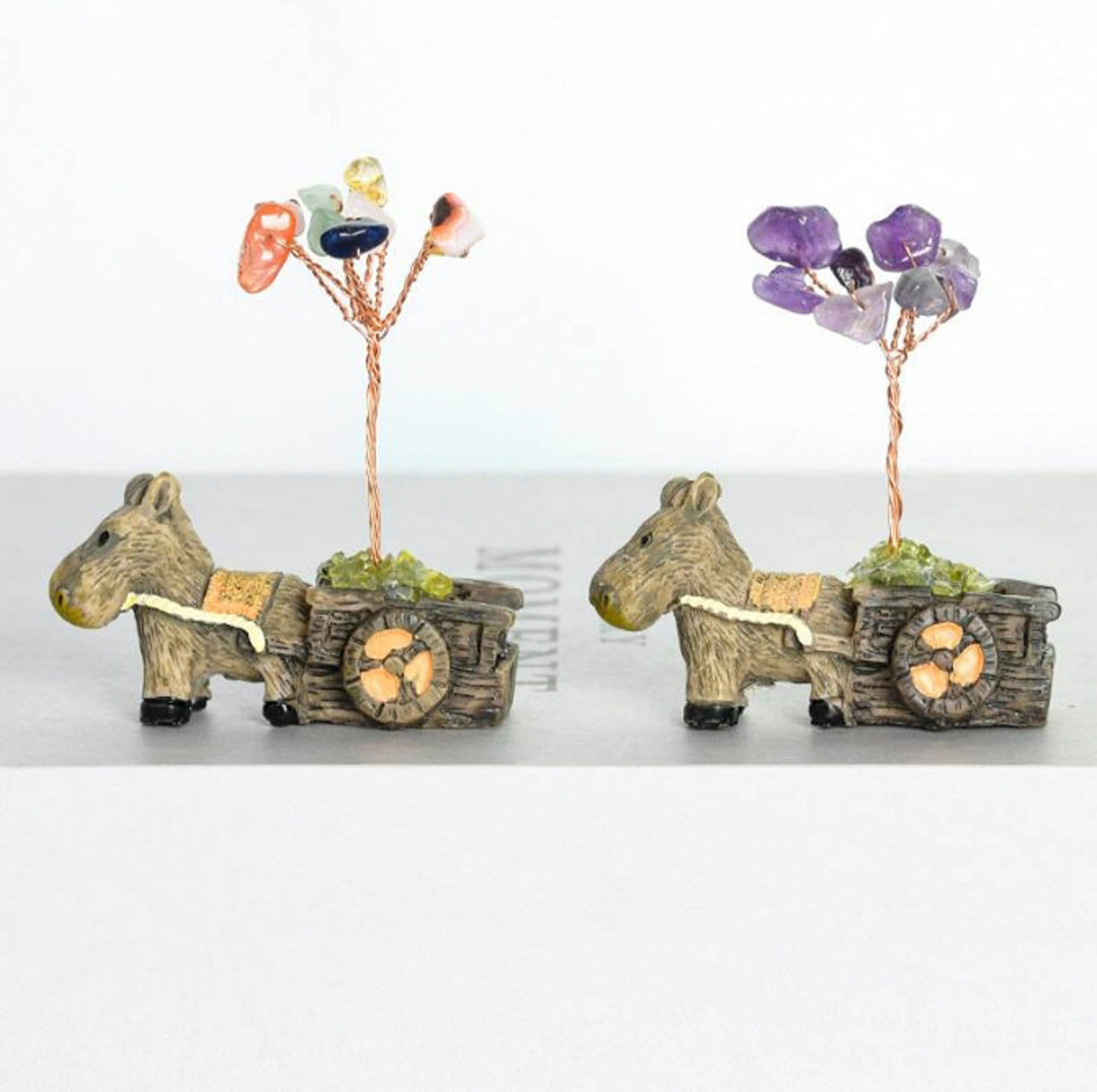 Little donkey cart crystal tree ornament