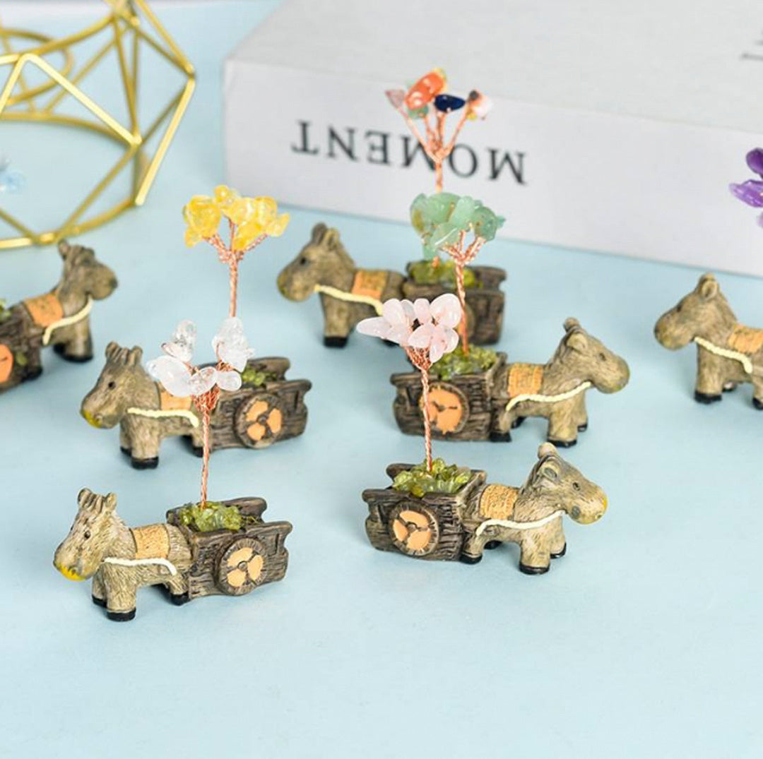 Little donkey cart crystal tree ornament
