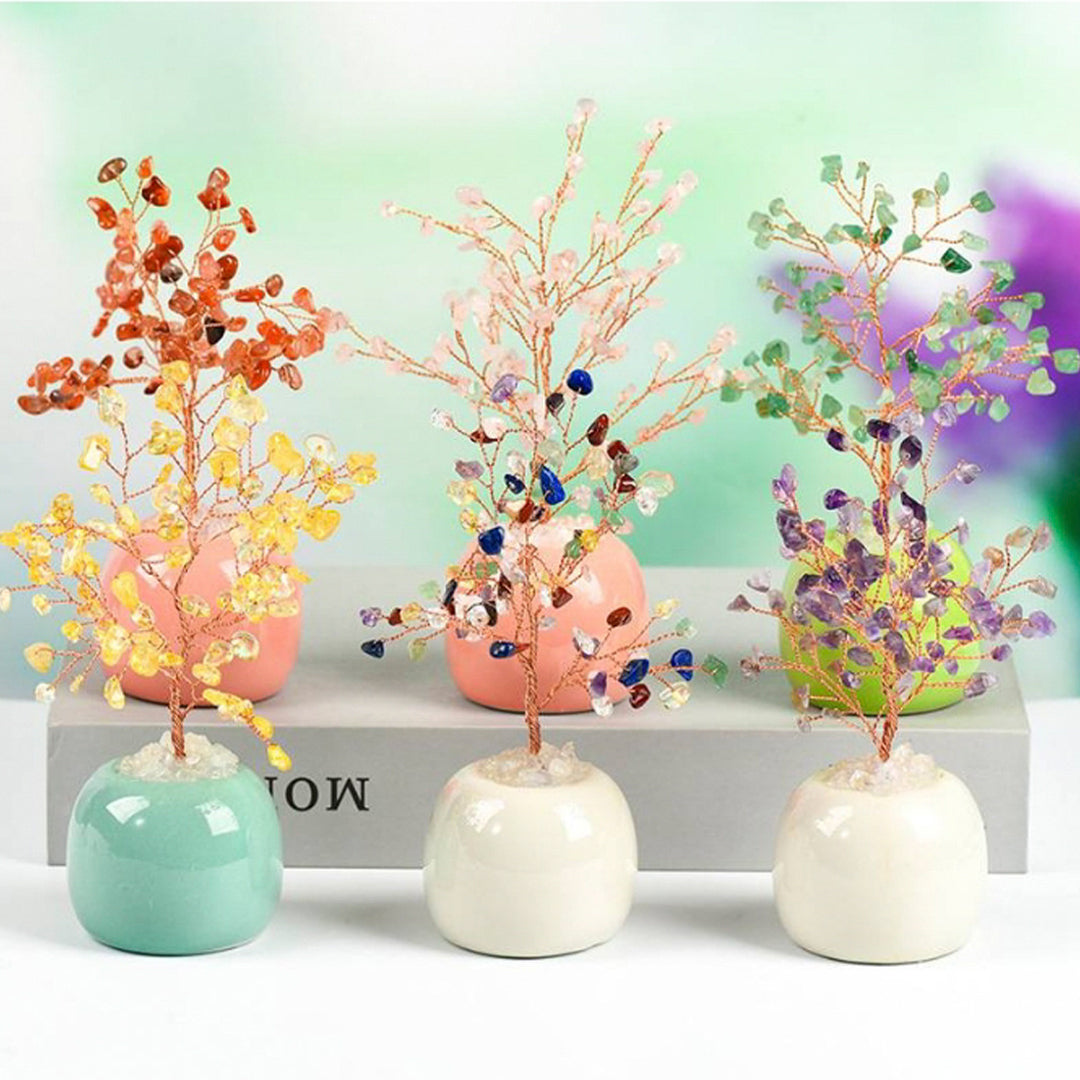 Jar-shaped crystal tree ornaments